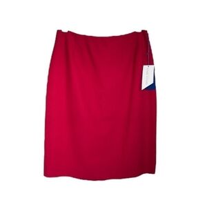 Della Spiga Italy Red Wool Pencil Skirt Women's Size 10 Minimalist NWT